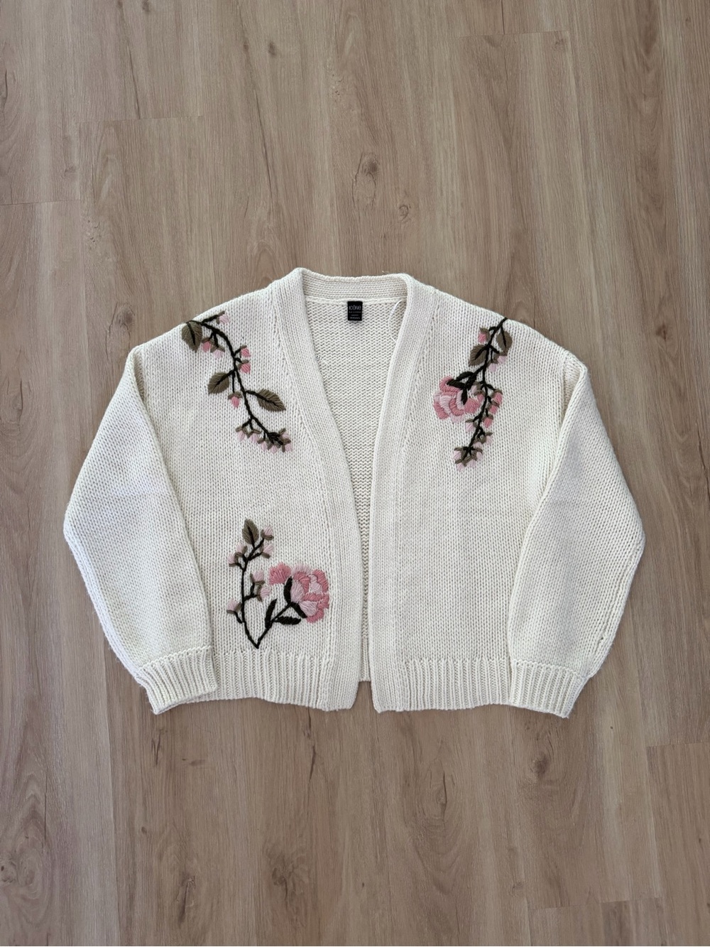 Simons Icone Flower Stitched Knit Sweater, Size XS/Small